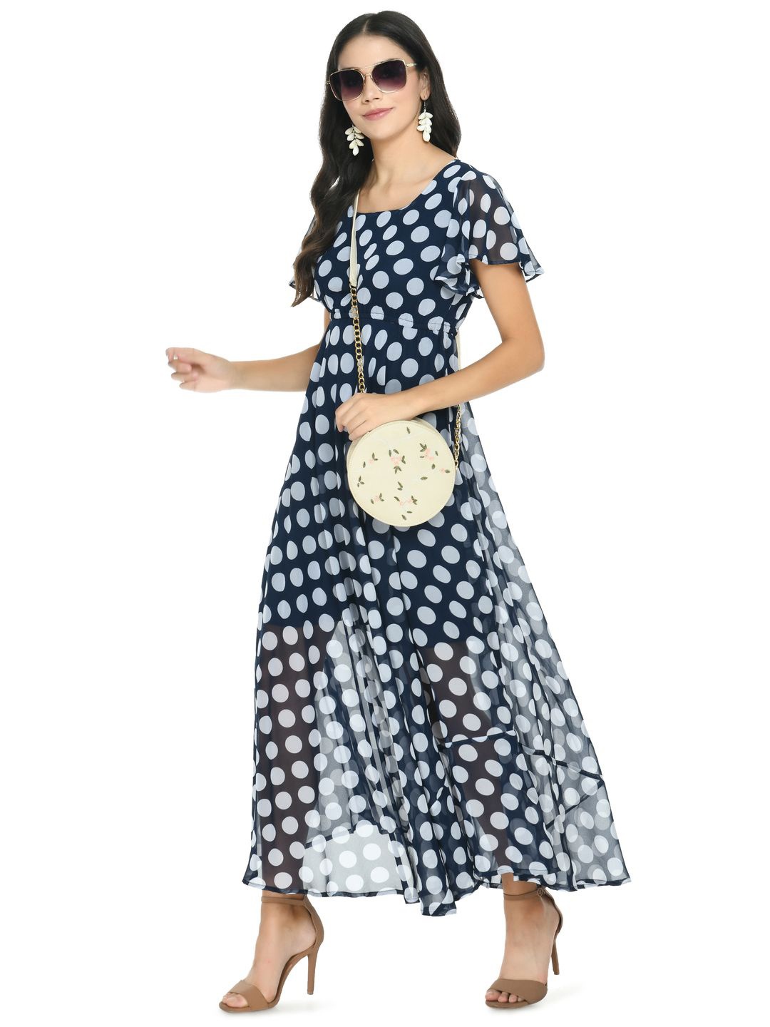 

Gladly Printed Georgette Maxi Dress, Navy blue