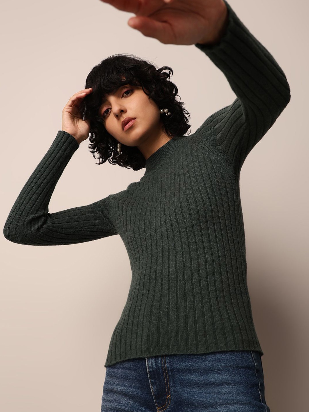 

ONLY Women Ribbed Pullover Sweaters, Green