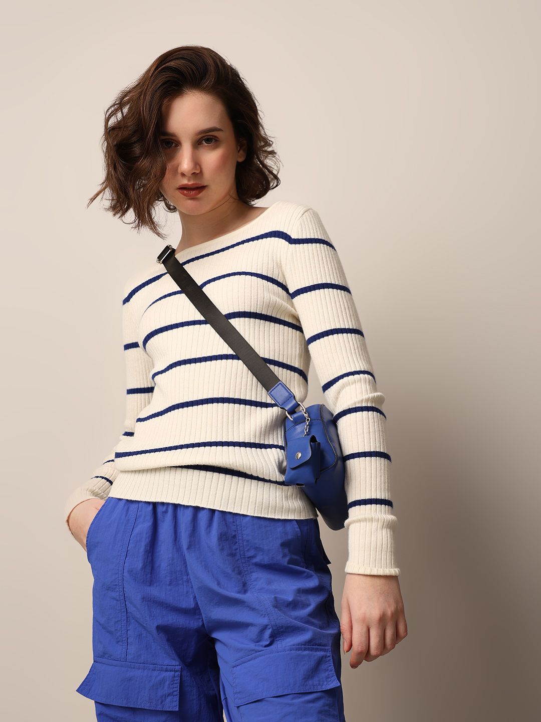 

ONLY Women Striped Pullover Sweaters, White