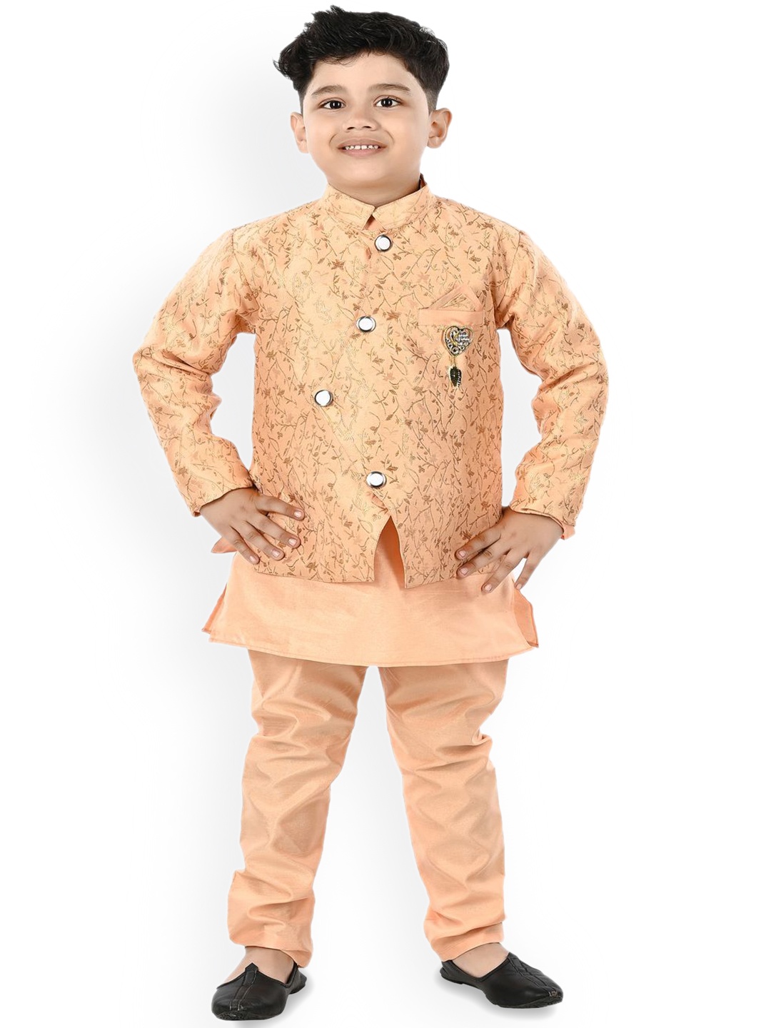 

BAESD Boys Straight Kurta with Trousers & Waistcoat, Orange