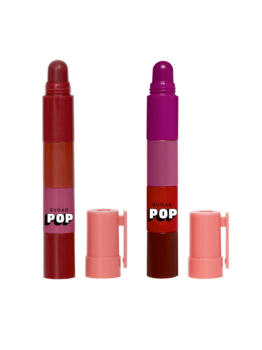 

SUGAR POP Set of 2 Lip Twist 4-in-1 Stackbale Satin Matte Lipstick - Shade 01 & 03, Red