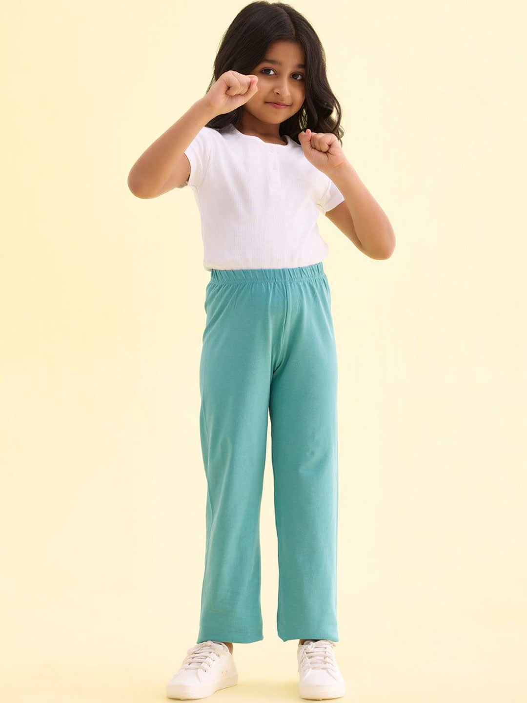 

Go Colors Girls Mid-Rise Regular Fit Track Pants, Turquoise blue