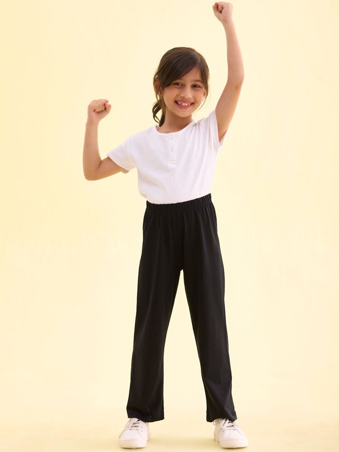 

Go Colors Girls Mid Rise Regular Fit Track Pants, Black