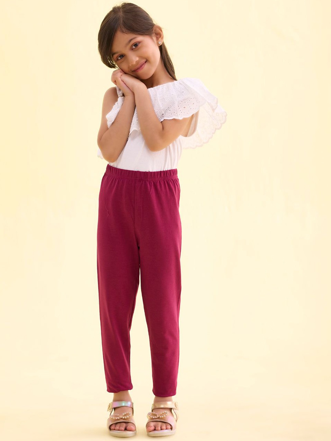 Go Colors Girls Ankle Length Leggings, Violet