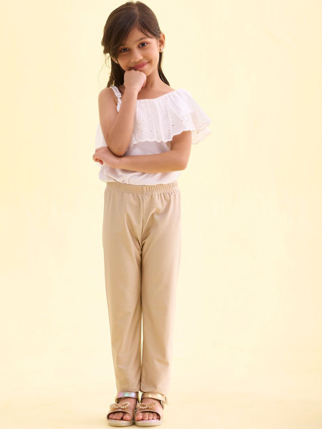 

Go Colors Girls Slim Fit Ankle Length Leggings, Gold