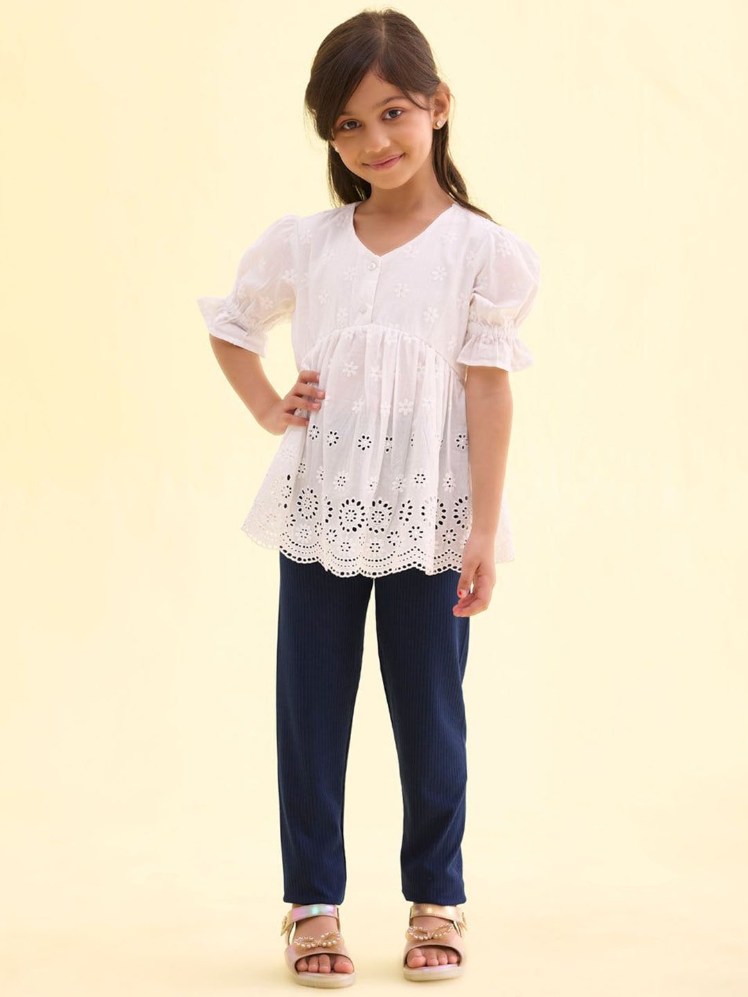 

Go Colors Girls Ankle-Length Leggings, Navy blue