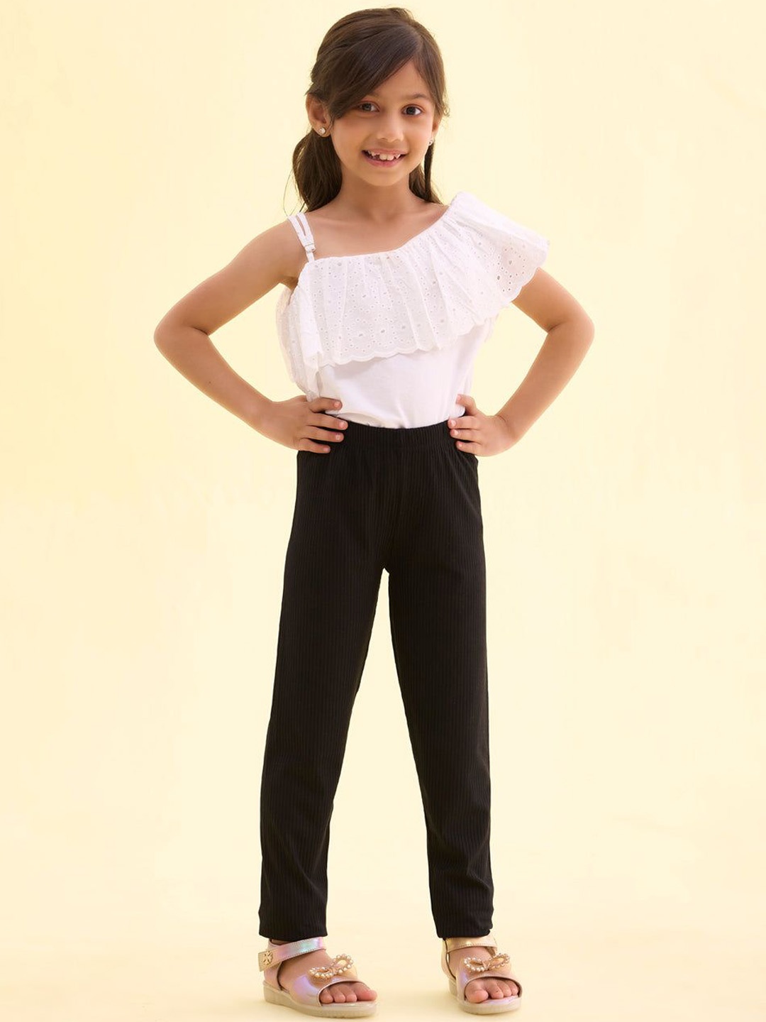 

Go Colors Girls Ankle-Length Leggings, Black