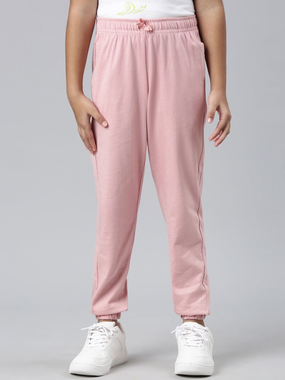 

Go Colors Girls Cotton Mid Rise Joggers, Pink