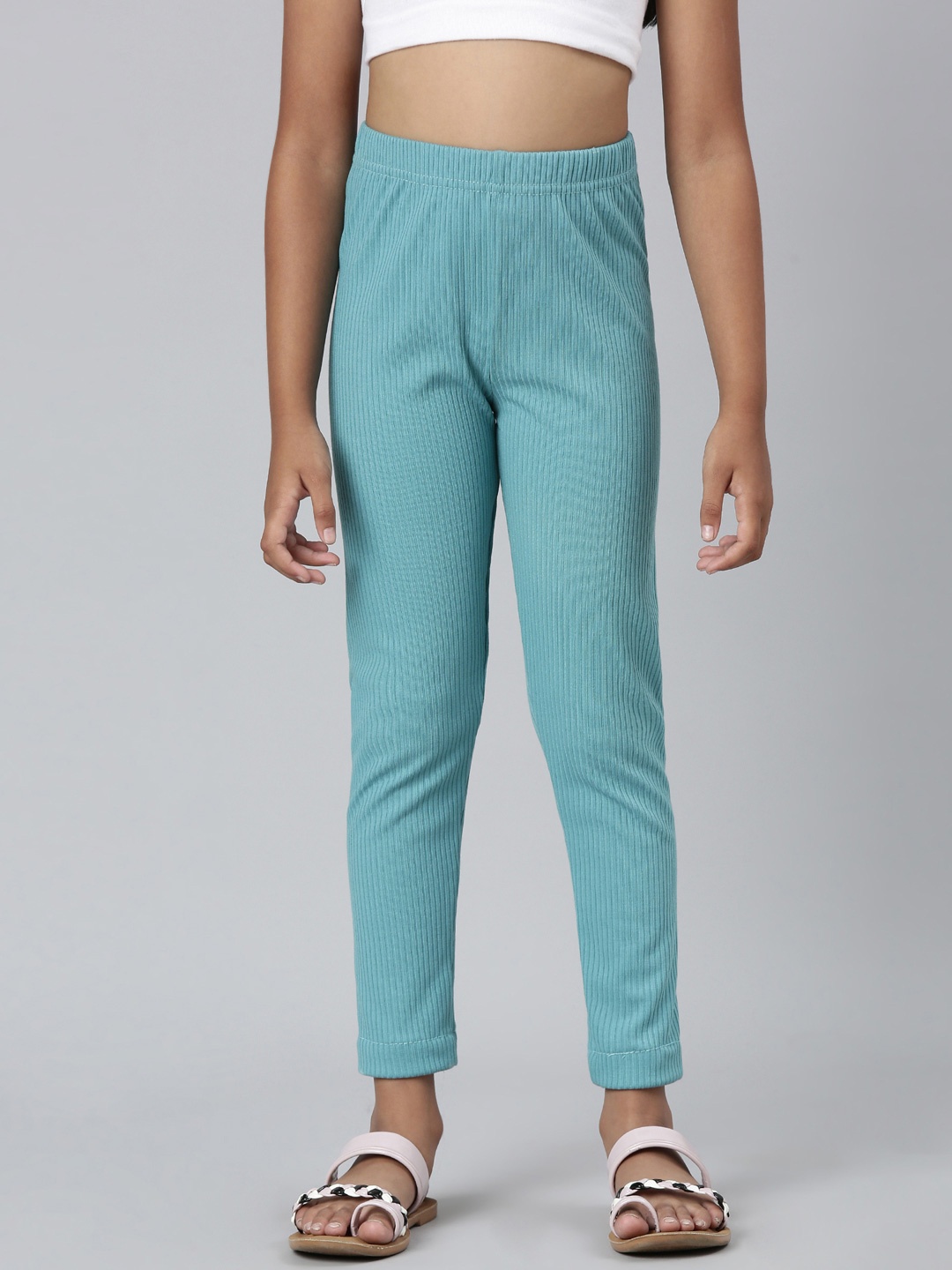 Go Colors Girls Ankle-Length Leggings, Green