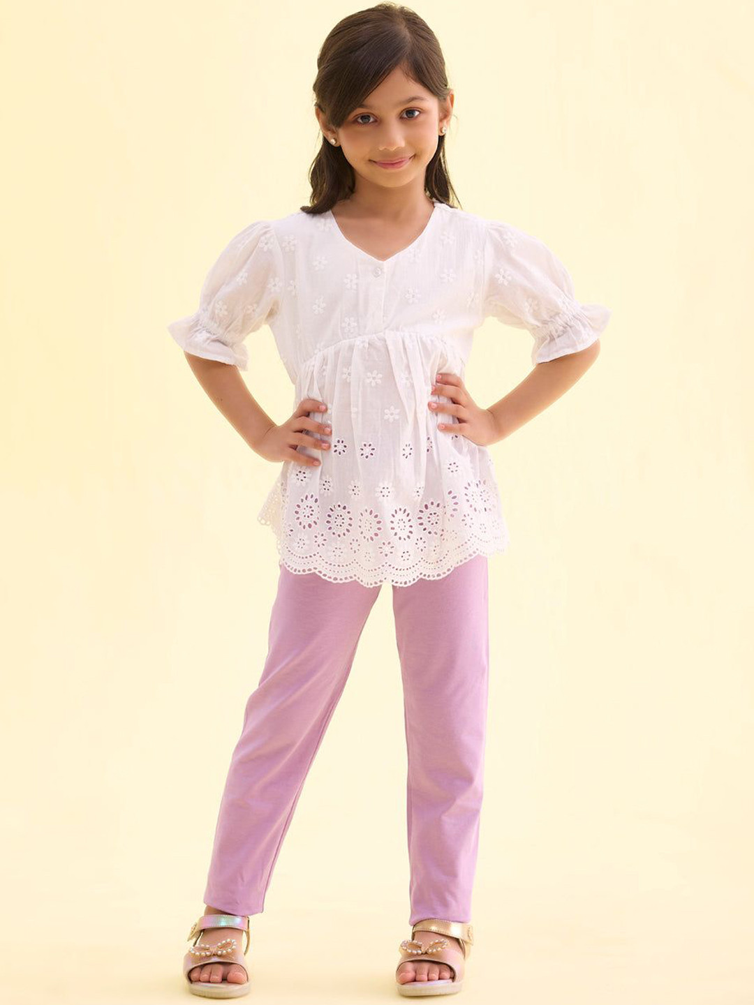 

Go Colors Girls Ankle-Length Leggings, Purple