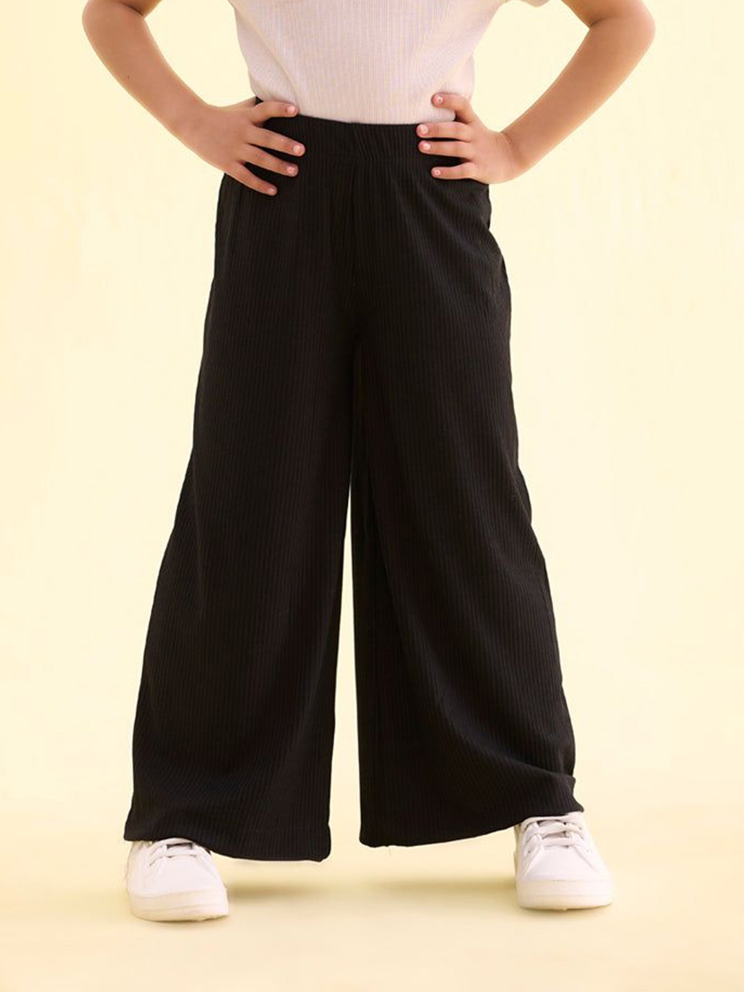 

Go Colors Girls Knitted Palazzos, Black