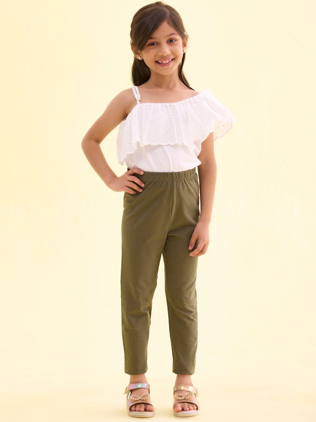 

Go Colors Girls Ankle-Length Leggings, Green