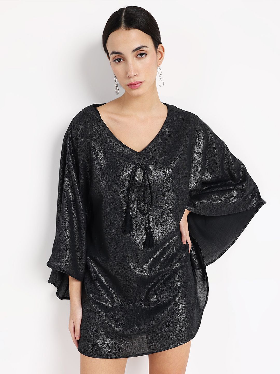 

RAREISM Kimono Sleeve Kaftan Mini Dress, Black