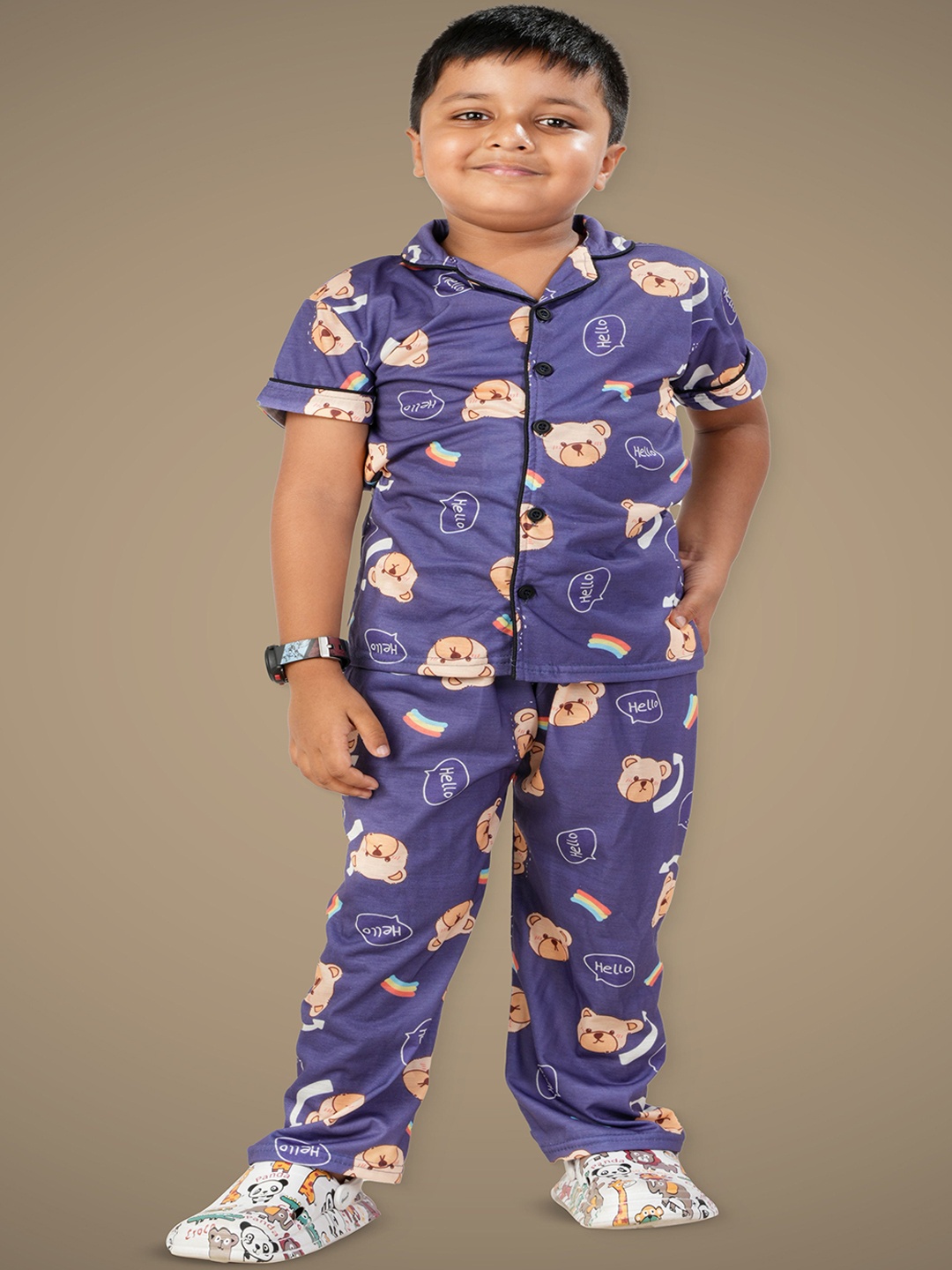 

BURBN Printed Shirt with Trousers, Blue