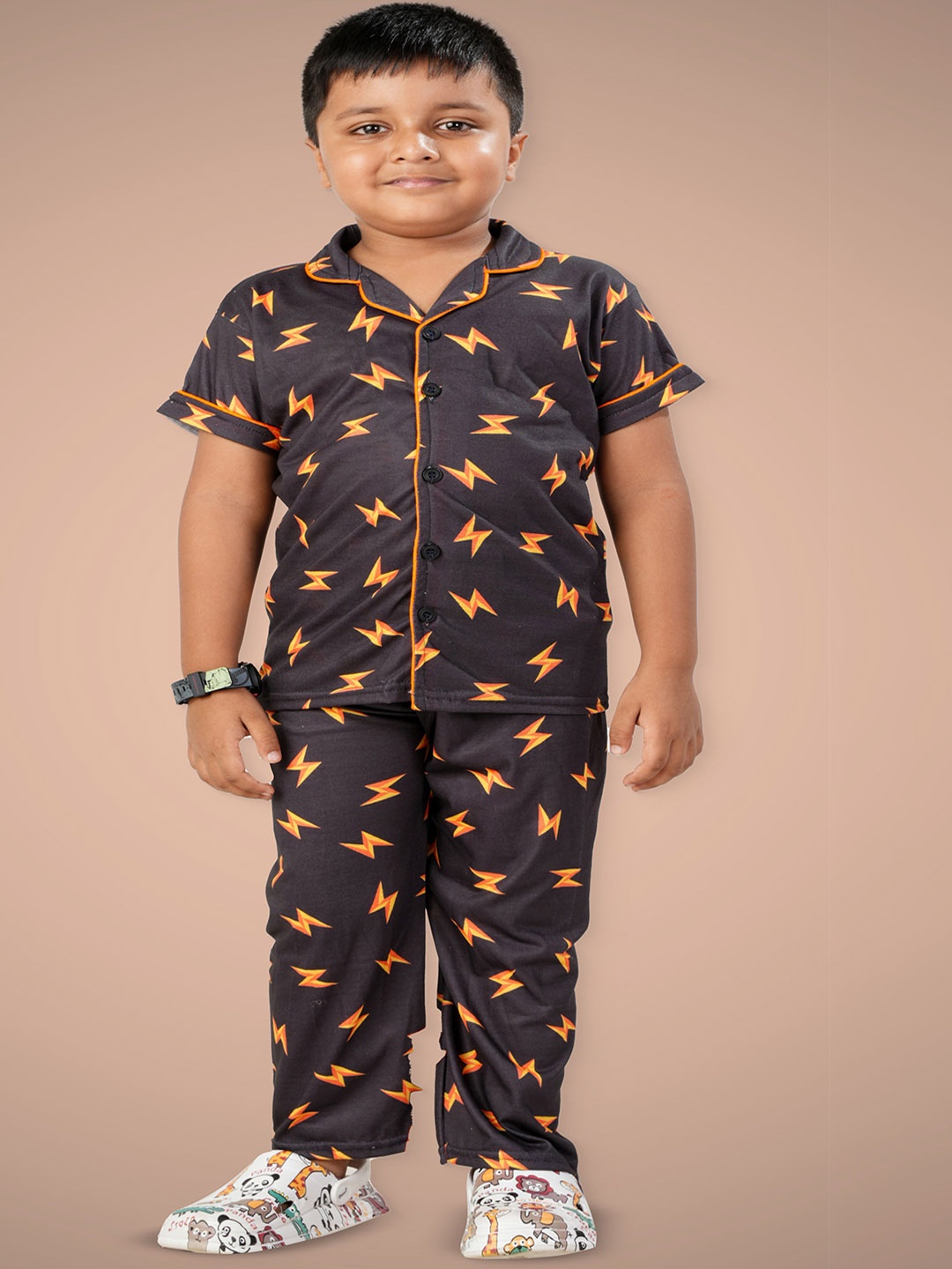 

BURBN Printed Shirt with Trousers, Black