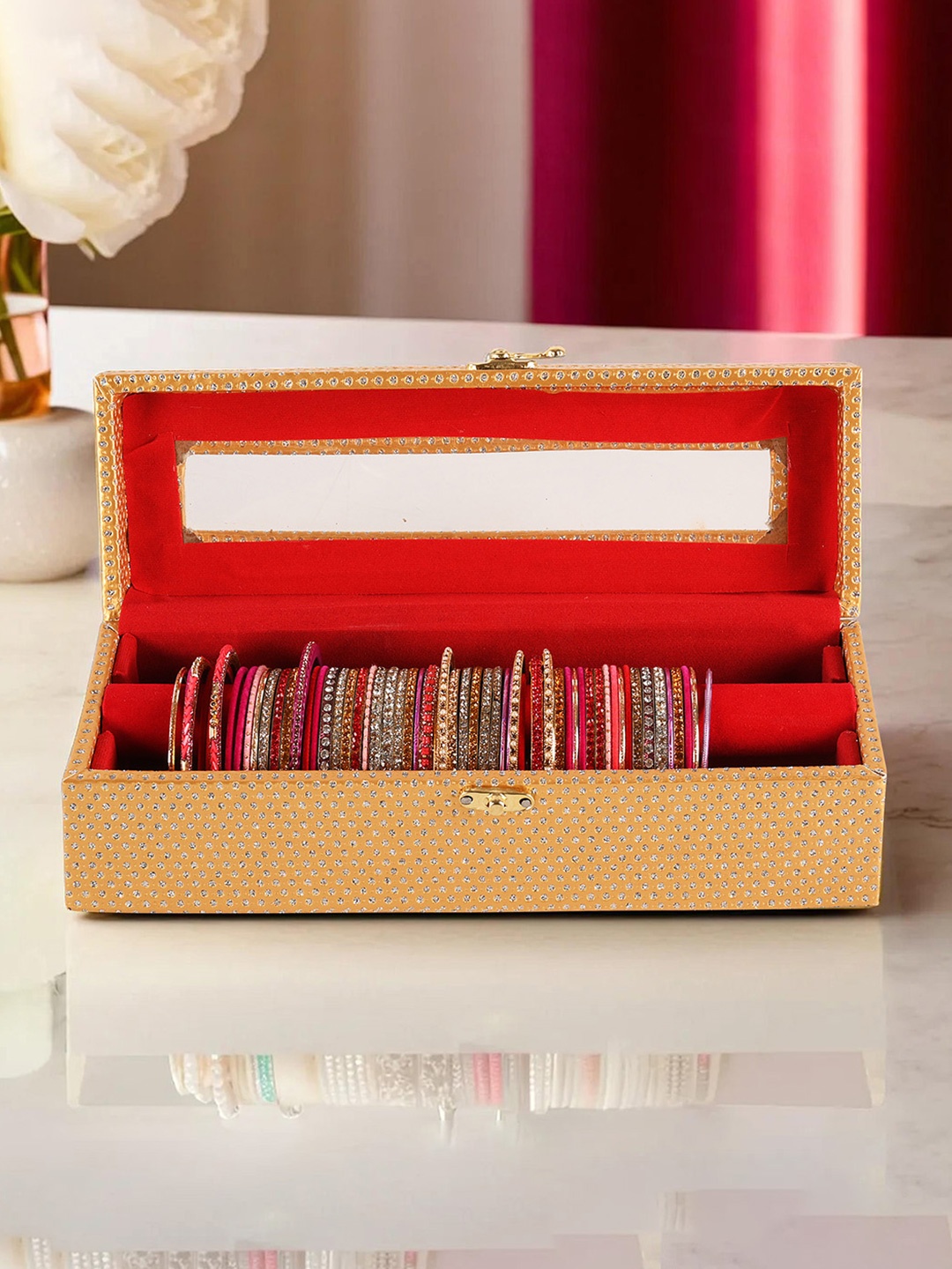 

Kuber Industries Transparent Self Design Wooden Jewellery Organiser
