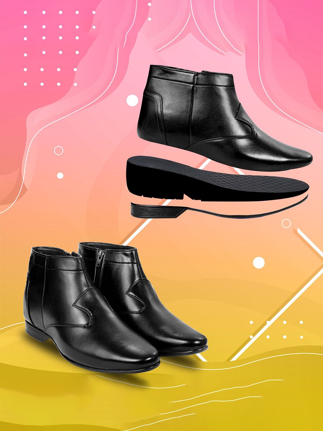 

Bxxy Men Textured Casual Elevator Boots, Black