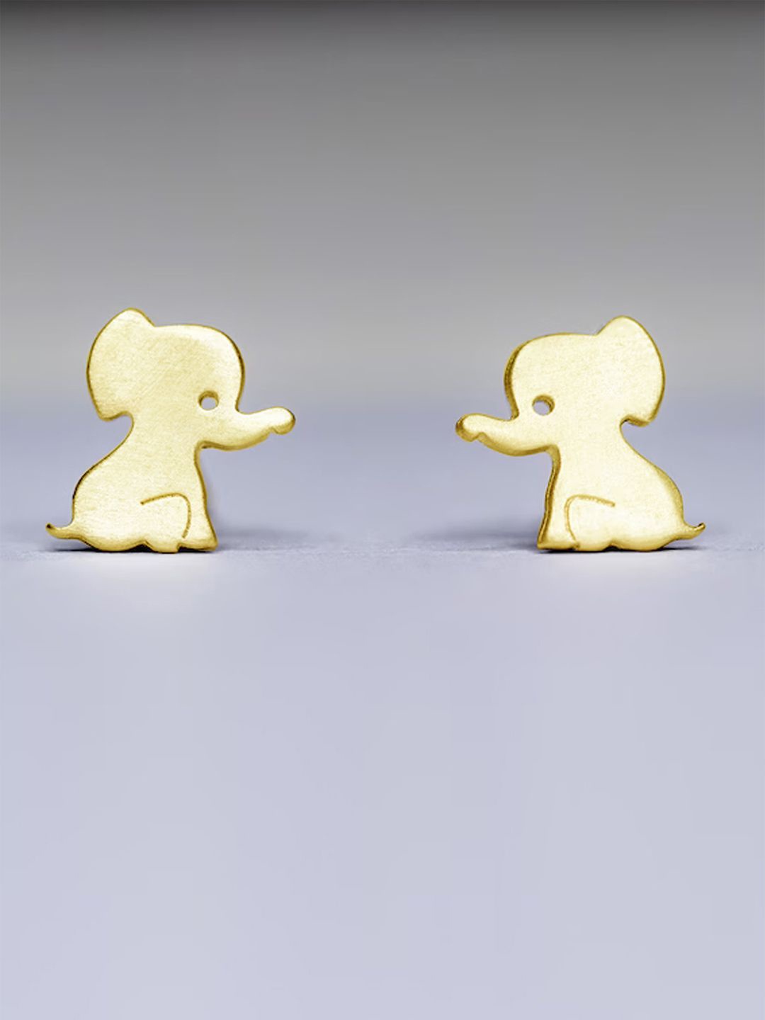 

Goldnera Cute Baby Elephant Shaped Brass Studs Earrings, Gold