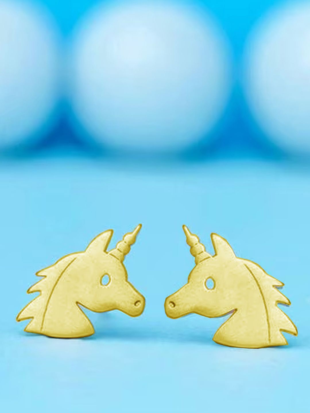 

Goldnera Unicorn Shaped Brass Studs Earrings, Gold