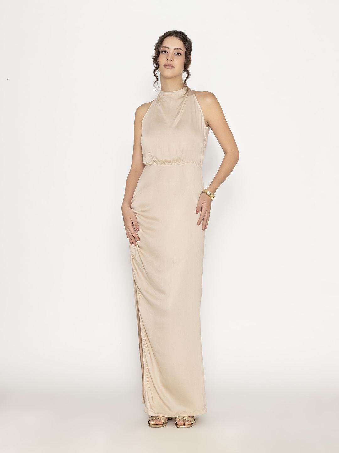 

Contemponari Satin Bodycon Dress, Champagne