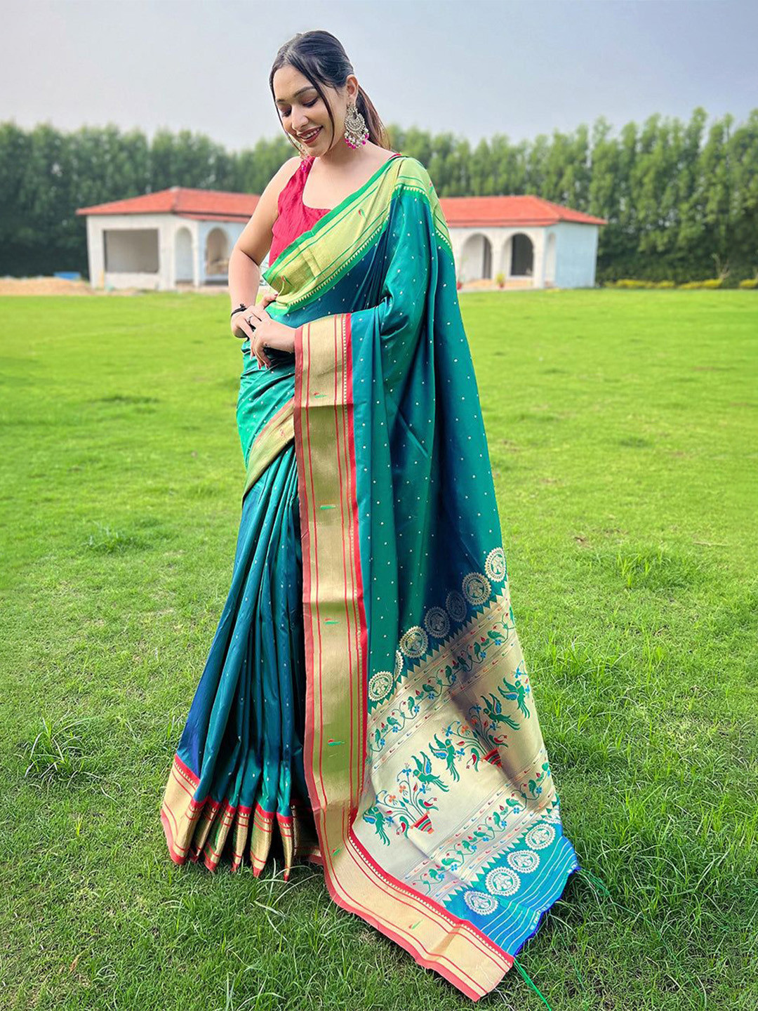 

MySilkLove Woven Design Zari Paithani Saree, Blue