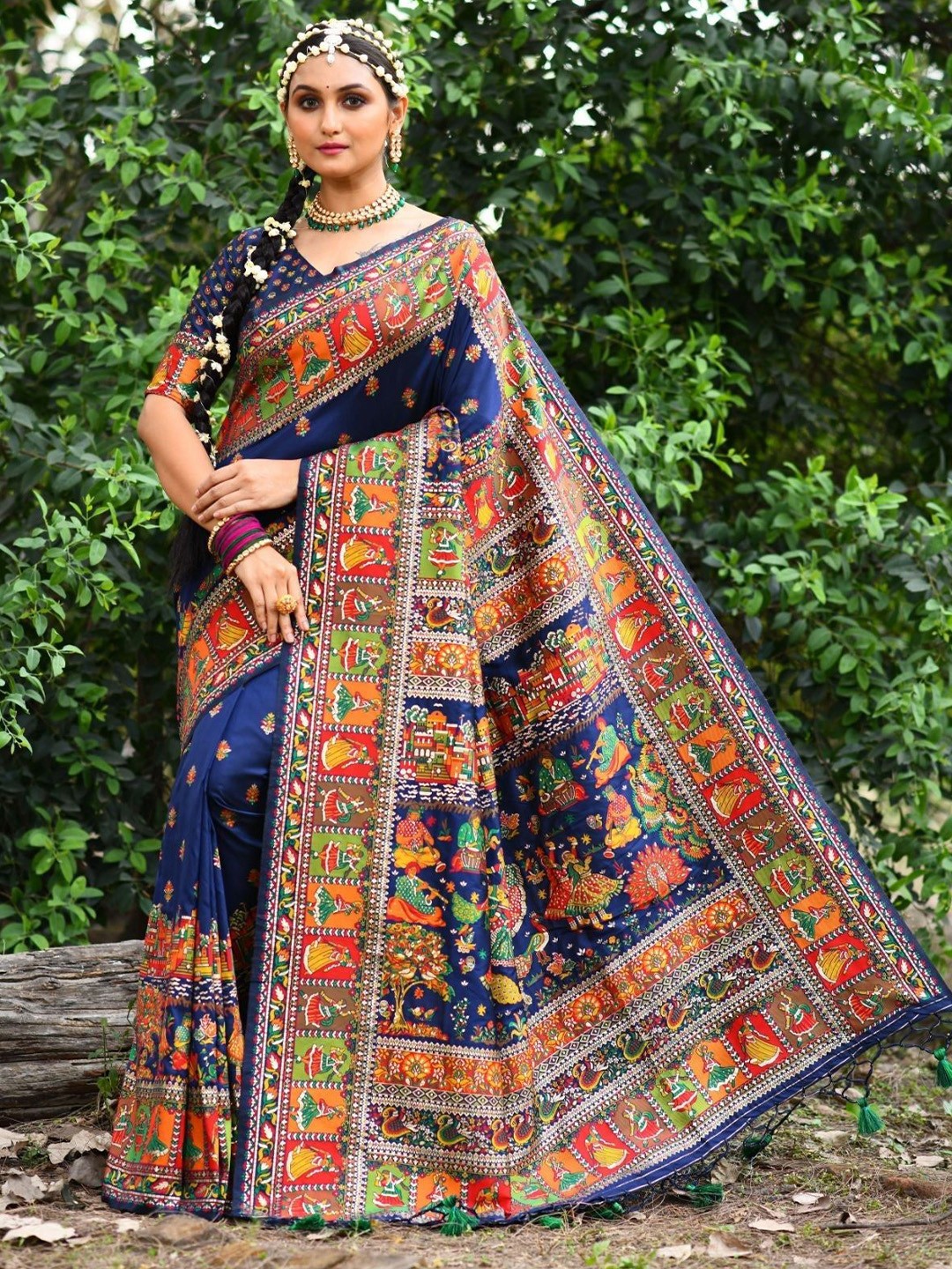 

MySilkLove Kalamkari Pashmina Saree, Blue