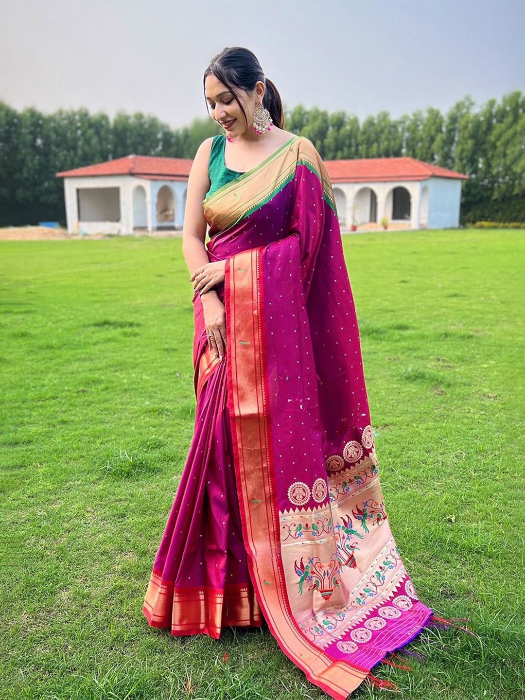 

MySilkLove Zari Paithani Saree, Pink