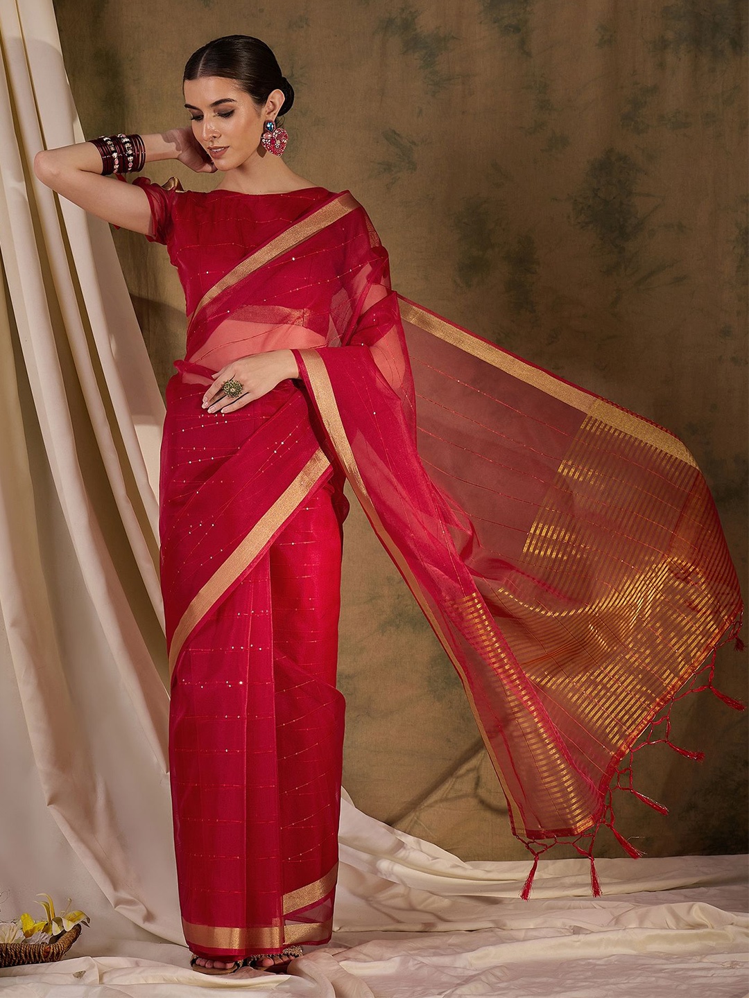 

MySilkLove Woven Designed Zari Saree, Red
