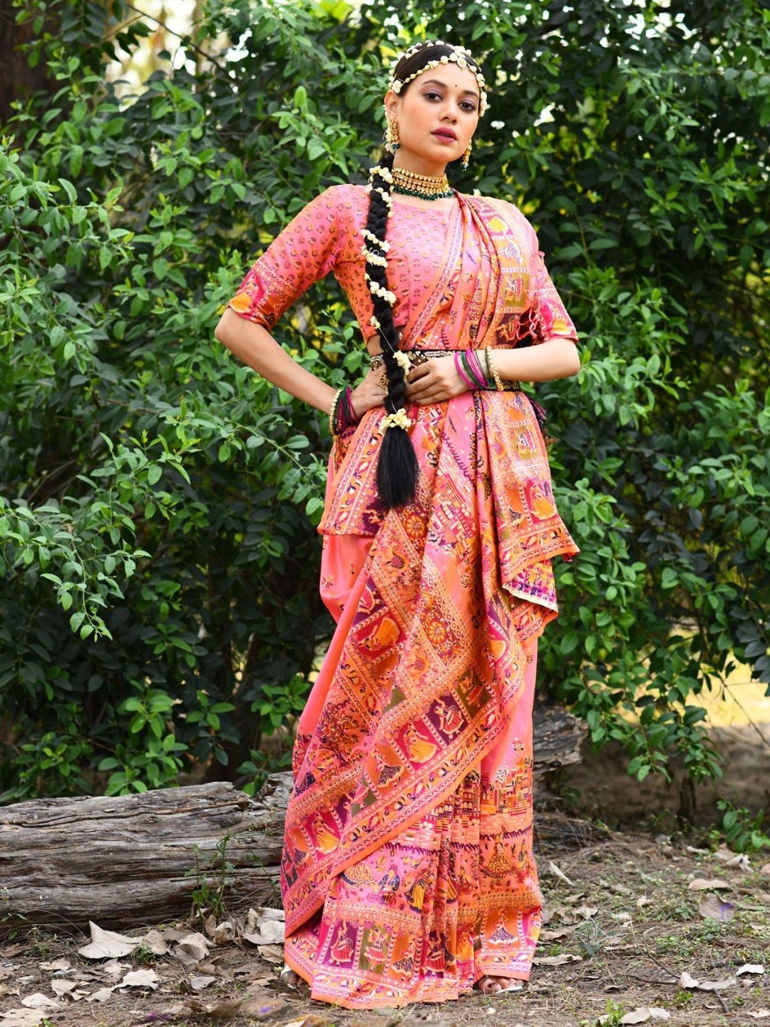 

MySilkLove Ethnic Motifs Woven Designed Saree, Peach