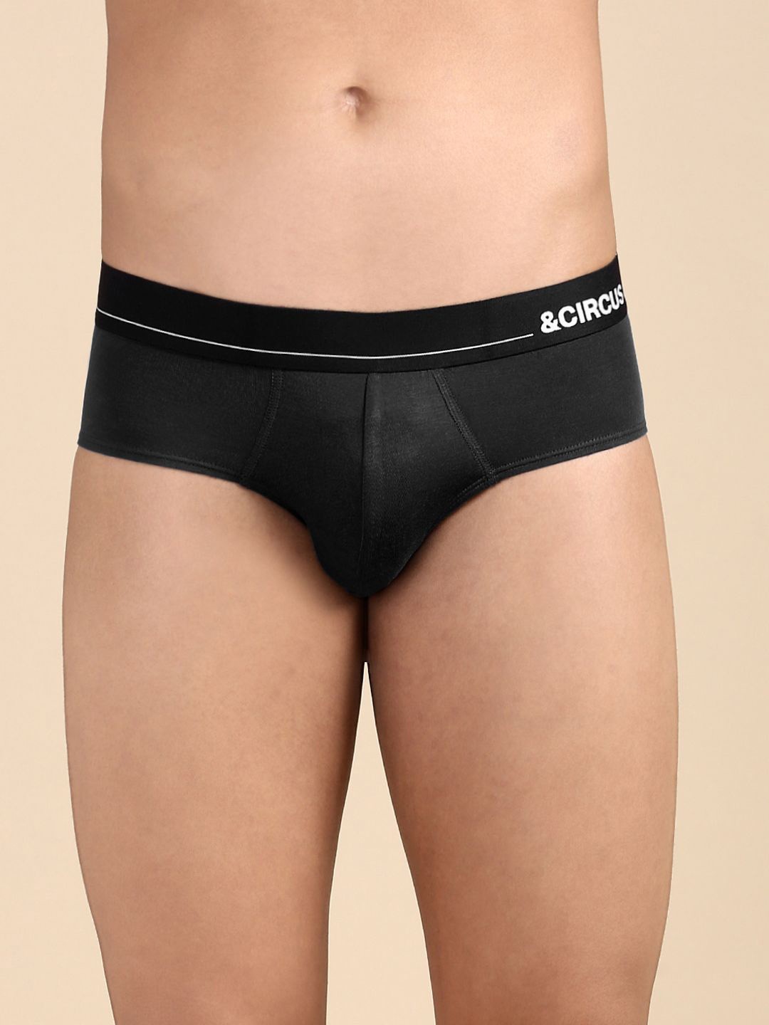 

&CIRCUS Men Solid Low-Rise Modal Briefs, Black