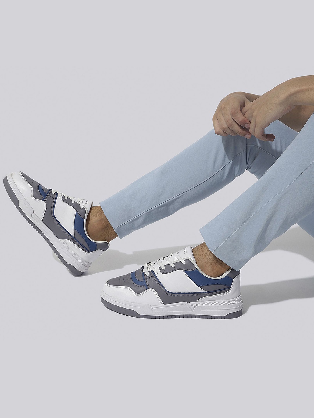 NEEMANS Unisex Colourblocked PU Lace-Ups Sneakers