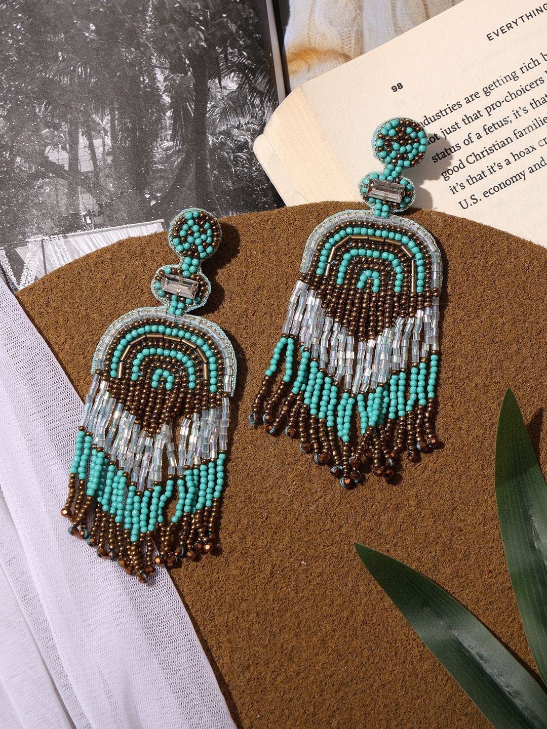 

VENI Beaded Contemporary Drop Earrings, Turquoise blue