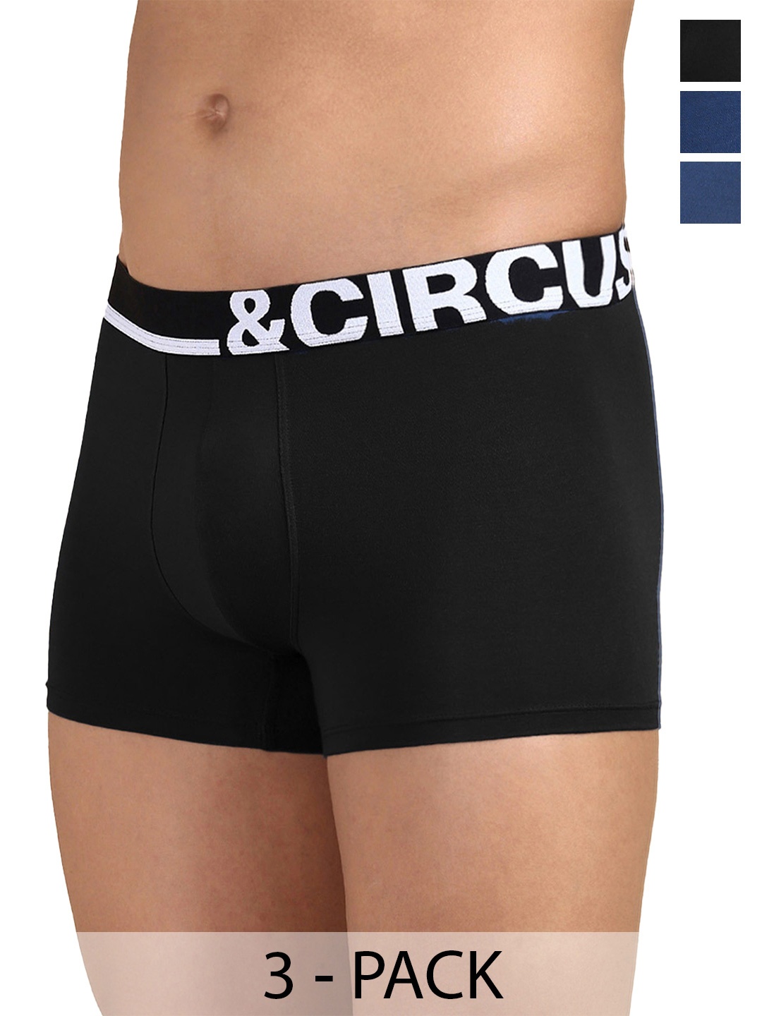 

&CIRCUS Men Solid Mid-Rise Modal Trunks, Blue