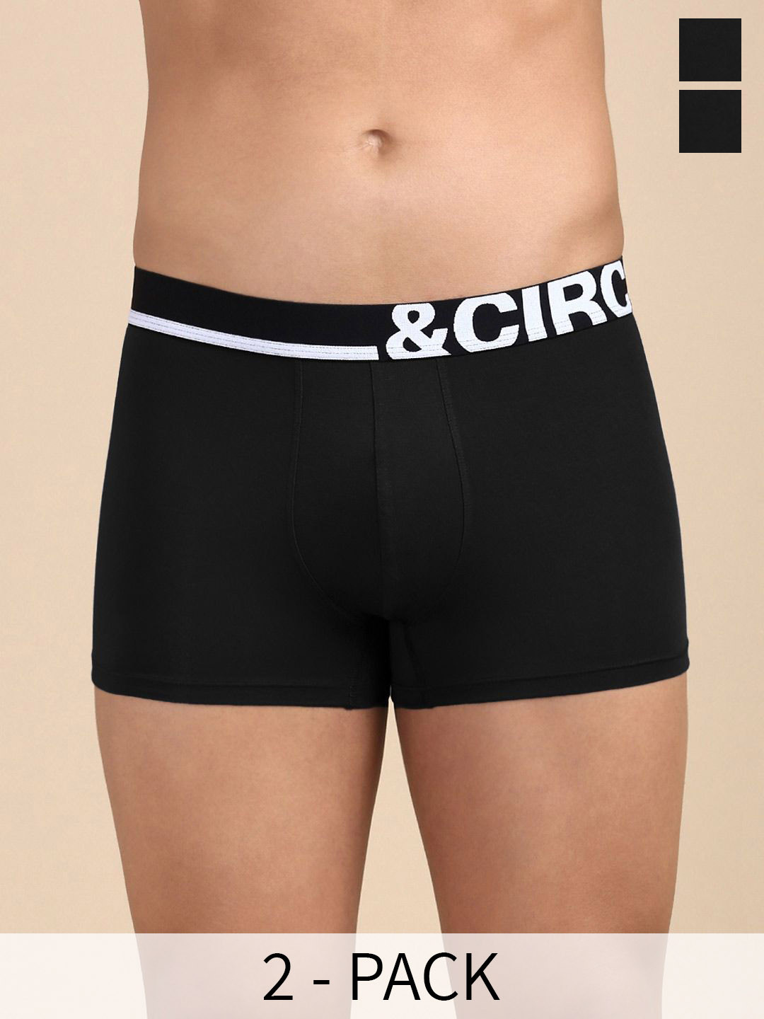 

&CIRCUS Men Solid Mid-Rise Modal Trunks, Black