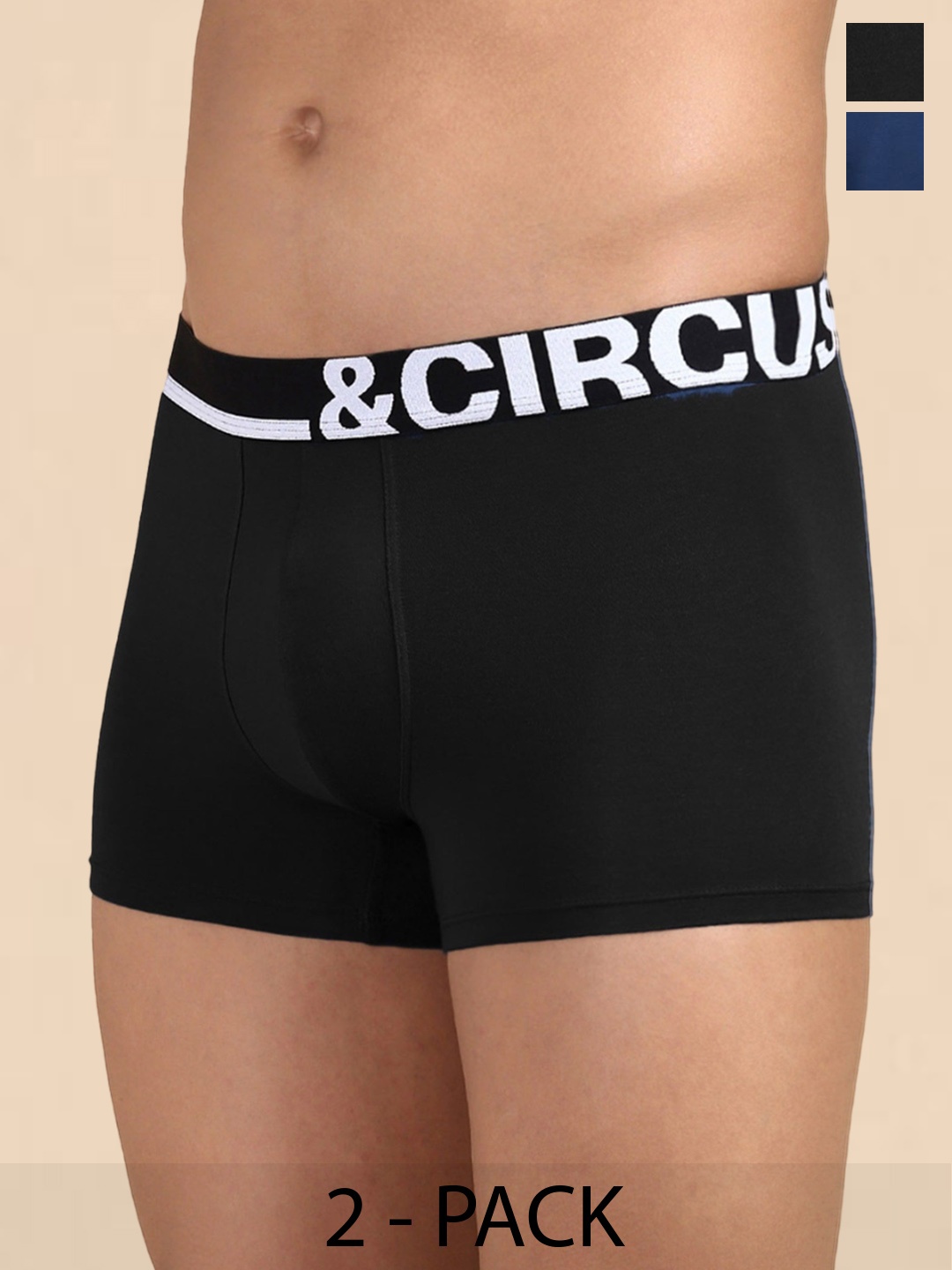 

&CIRCUS Men Solid Mid-Rise Modal Trunks, Blue