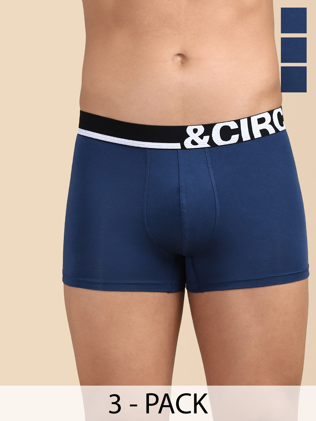 &CIRCUS Men Mid-Rise Modal Trunks, Blue