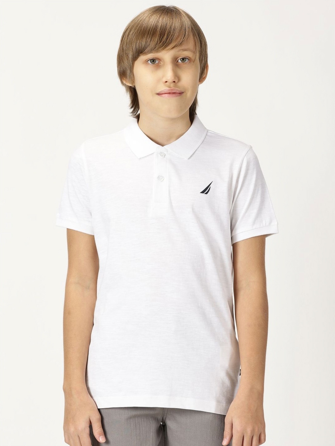 

Nautica Boys Solid Polo Collar Cotton T-Shirt, White