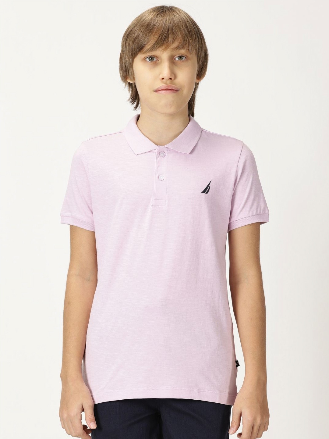 

Nautica Boys Solid Polo Collar Cotton T-Shirt, Lavender
