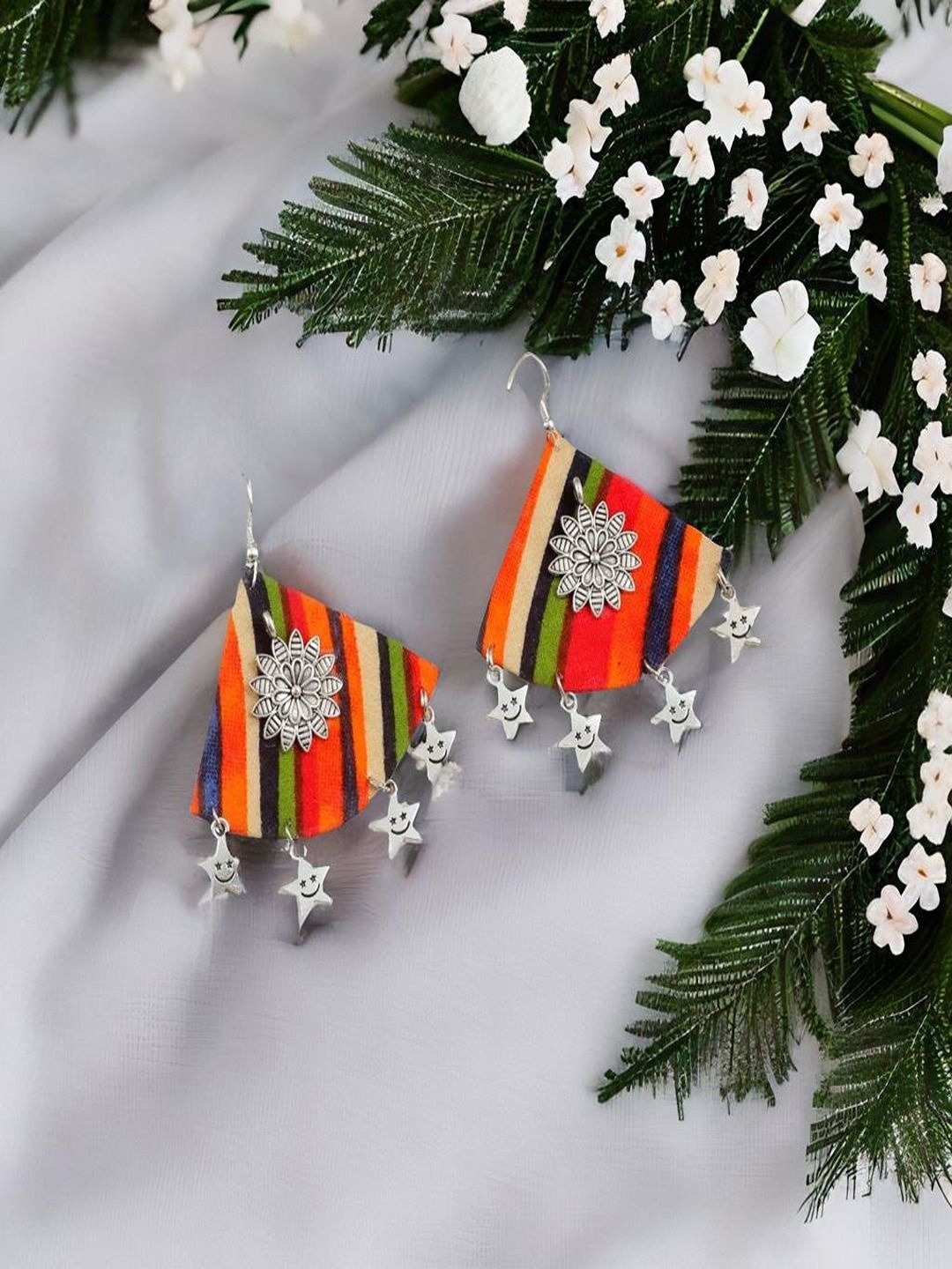 

UNIVERSITY TRENDZ Silver-Plated Classic Drop Earrings, Orange