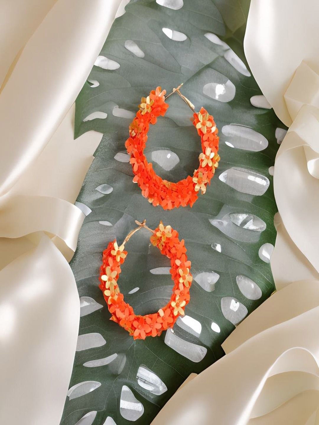 

UNIVERSITY TRENDZ Gold-Plated Classic Hoop Earrings, Orange