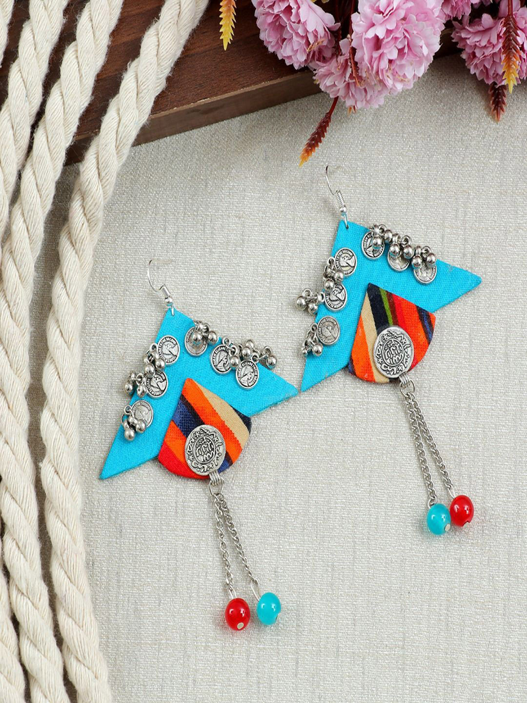 

UNIVERSITY TRENDZ Silver-Plated Classic Drop Earrings, Turquoise blue