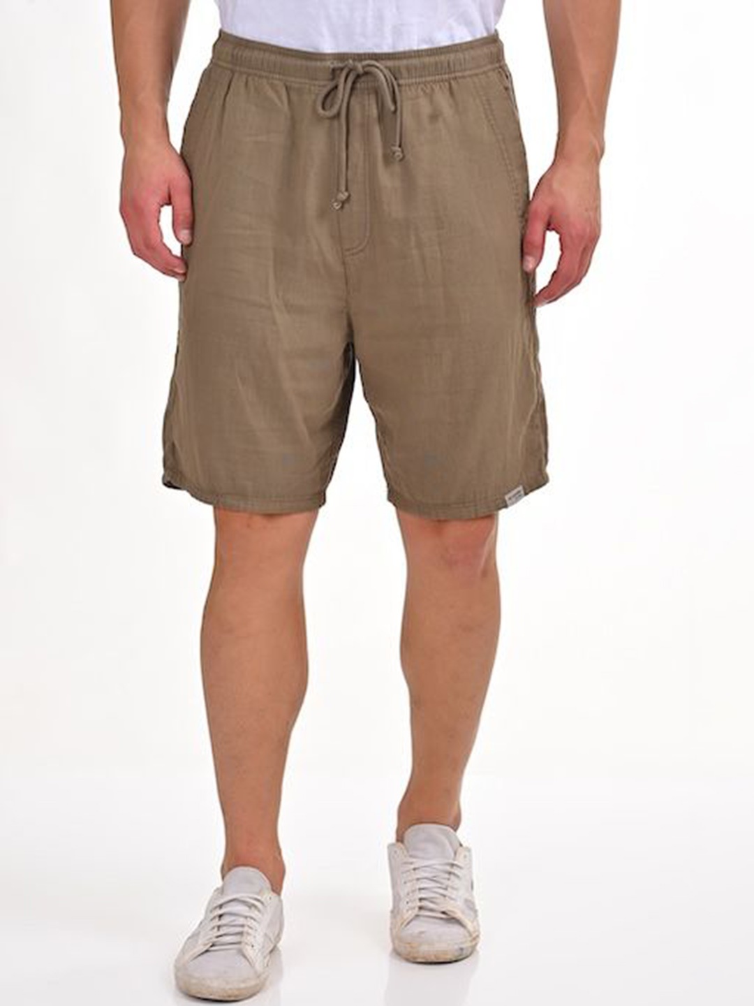 

POE Men Slim Fit Mid-Rise Cotton Shorts, Khaki