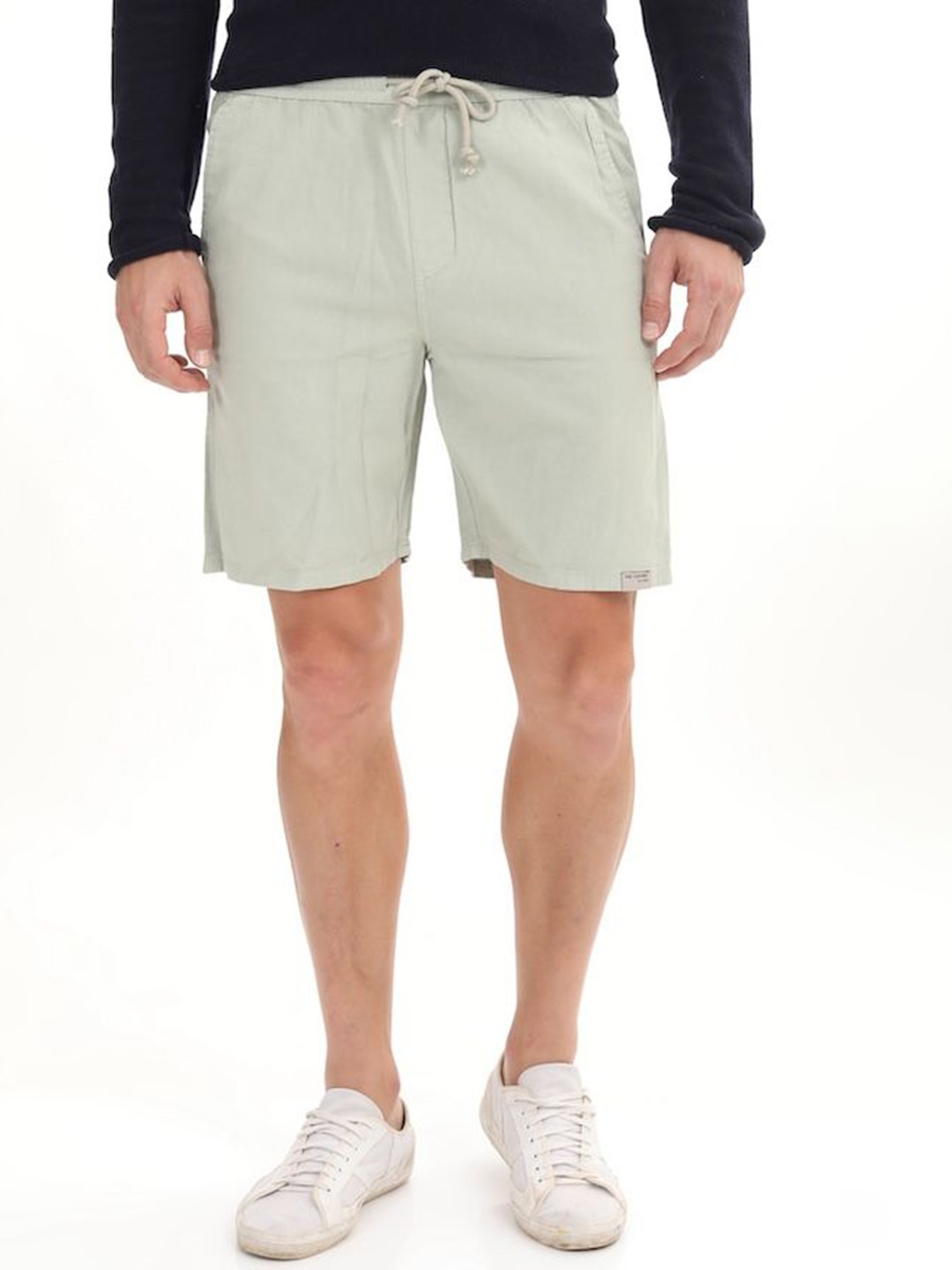 

POE Men Slim Fit Linen Shorts, Sea green