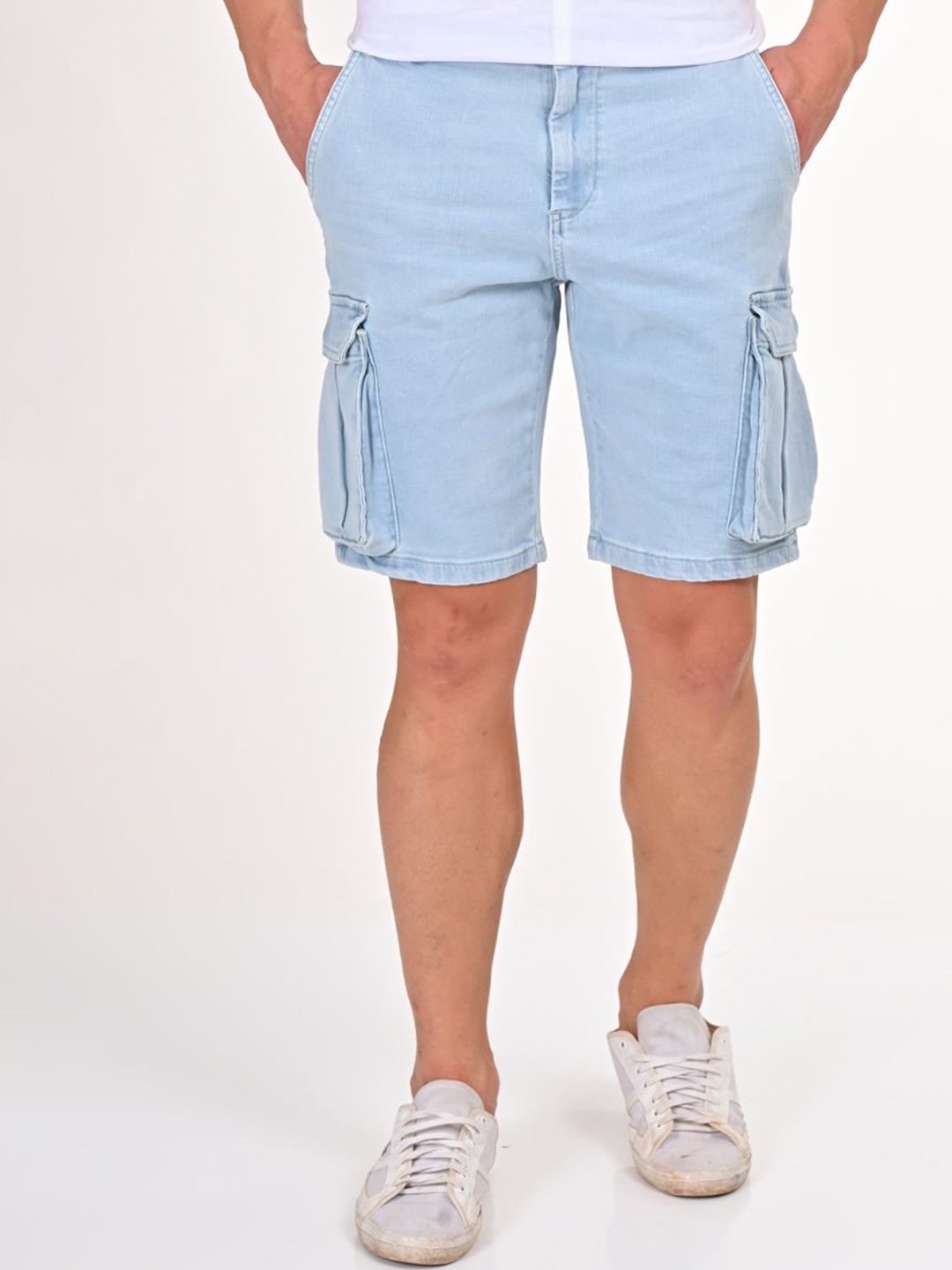 

POE Men Slim Fit Cargo Shorts, Blue