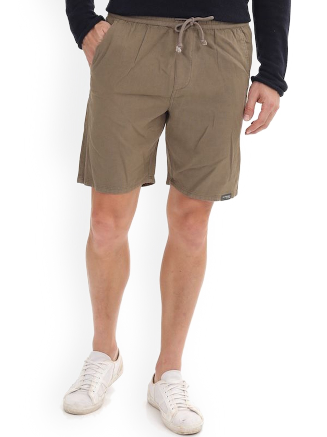 

POE Men Slim Fit Linen Shorts, Brown