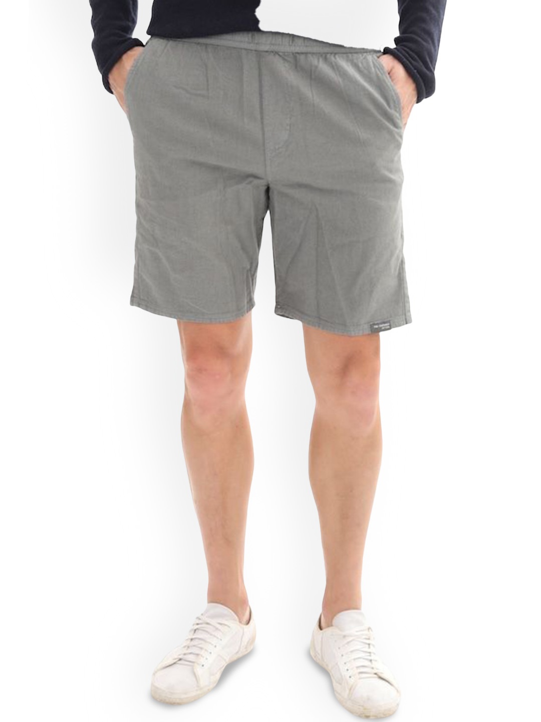 

POE Men Slim Fit Linen Shorts, Grey