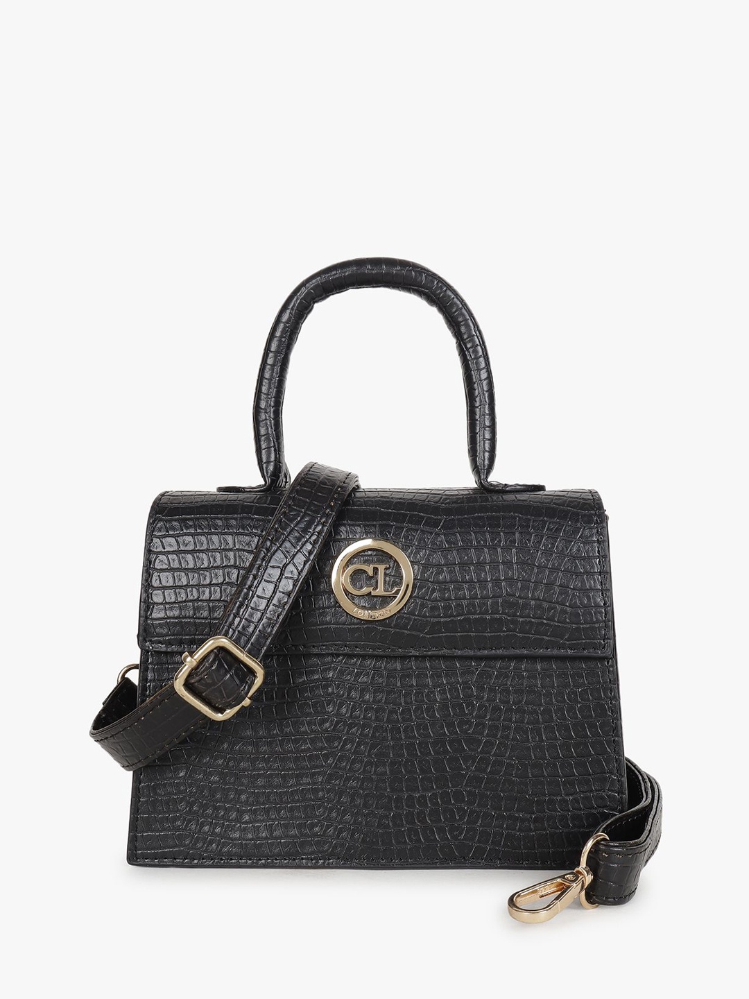 

Carlton London Women Textured Structured Satchel with Fringed, Black