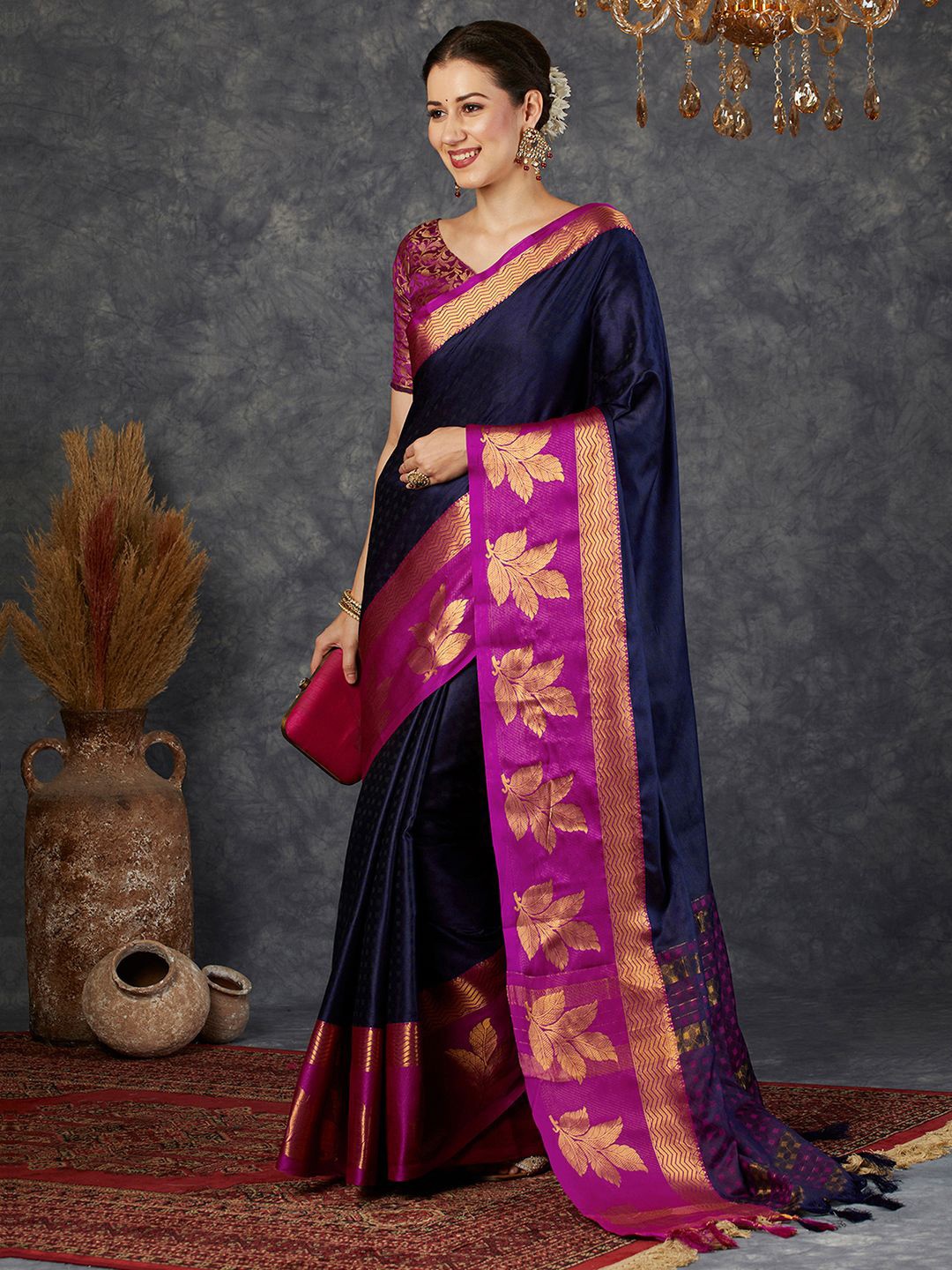 

KALINI Woven Design Zari Banarasi Saree, Blue
