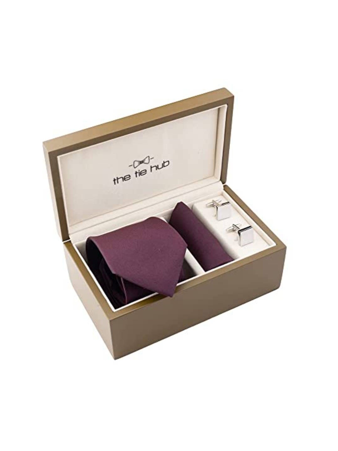 

The Tie Hub Men Accessory Gift Set of Necktie Combo set, Burgundy