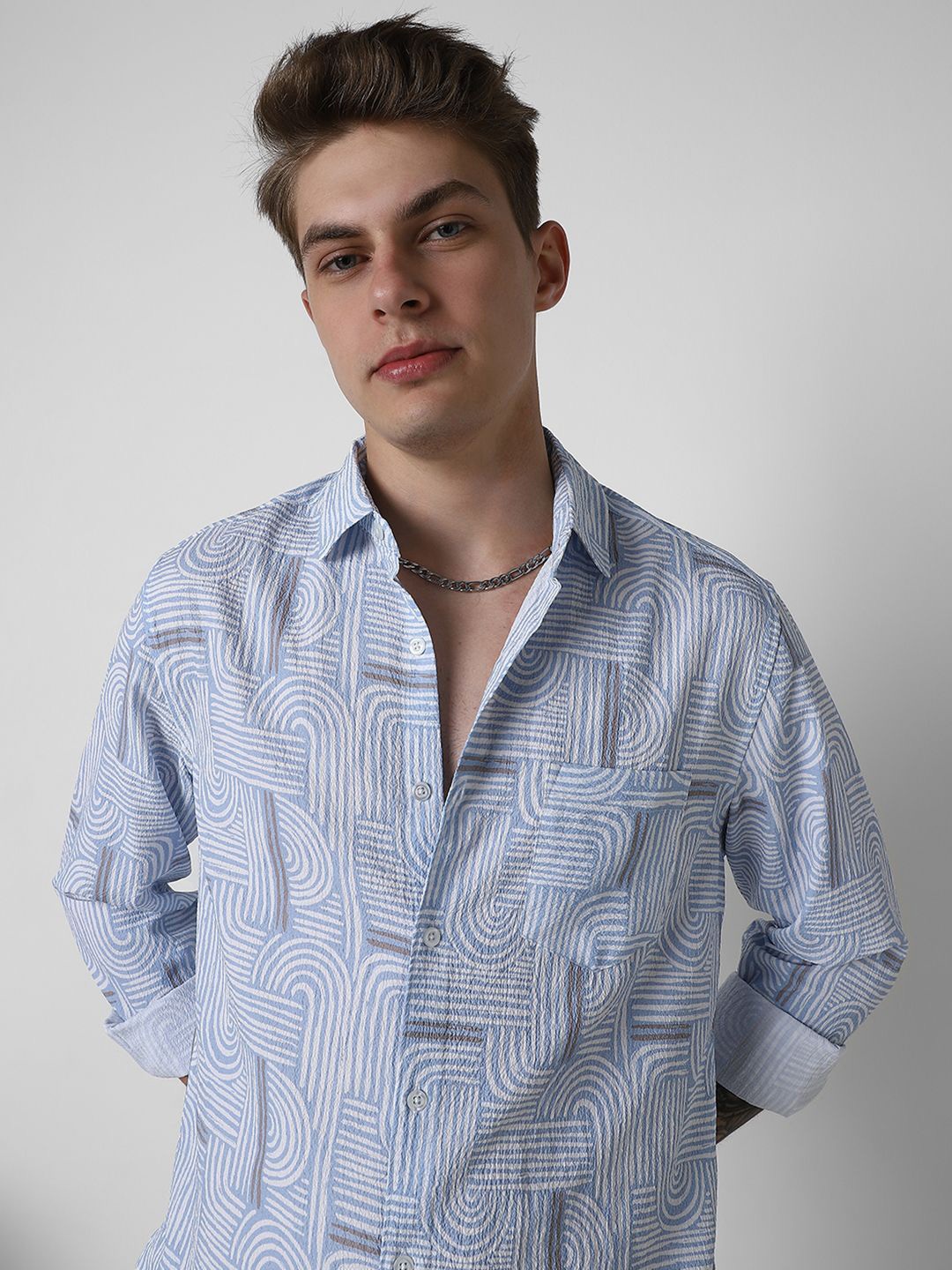

VASTRADO Men Classic Slim Fit Floral Opaque Printed Casual Shirt, Blue